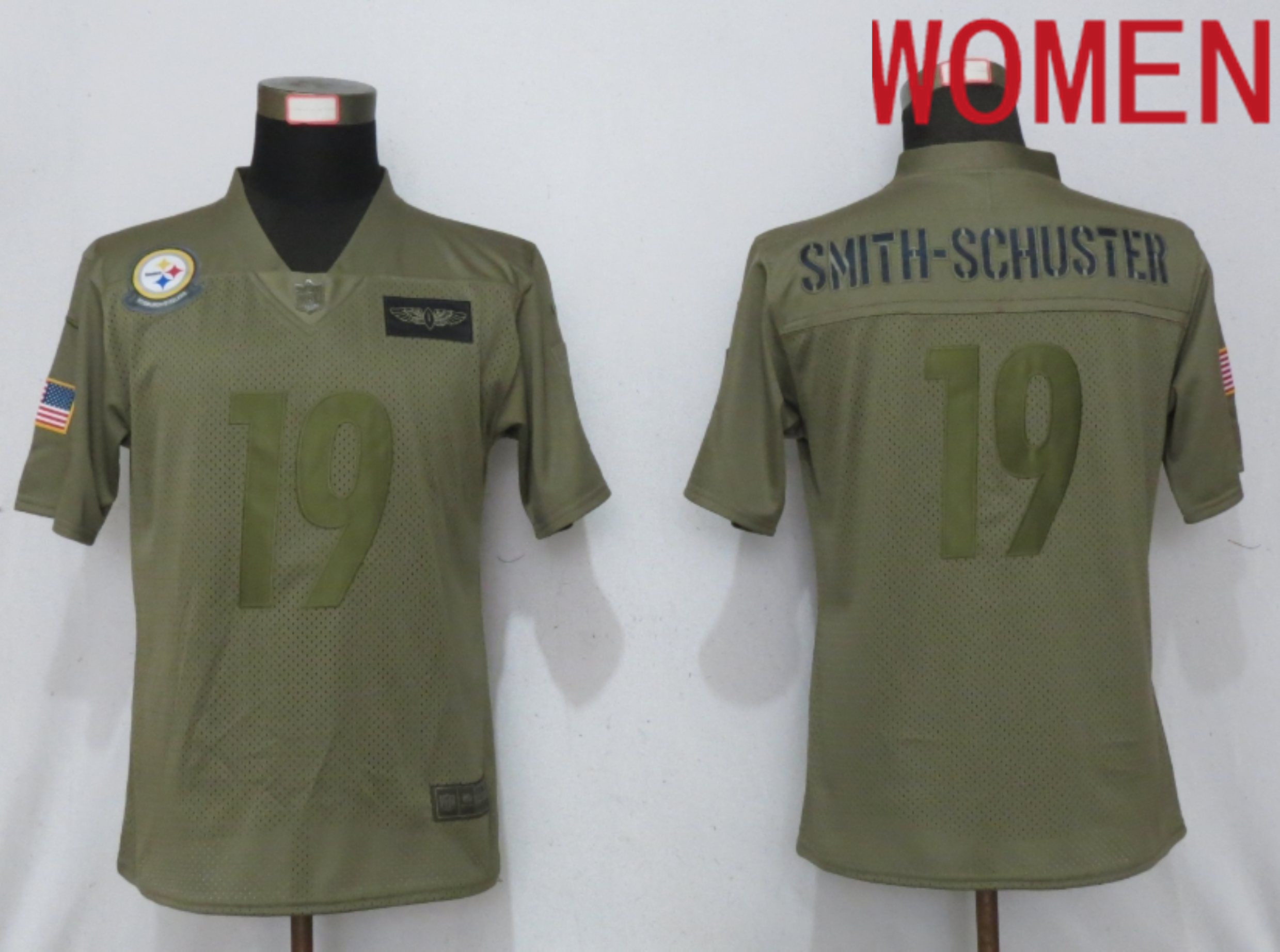 Women Pittsburgh Steelers #19 Smith-schuster Nike Camo 2020 Salute to Service Elite Playe NFL Jersey